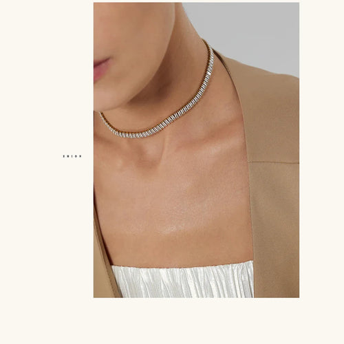 Yhpup 316L Stainless Steel Necklace Luxury Shiny Cubic Zirconia Fashion Jewelry for Women цепочка на шею женская Wedding Gift