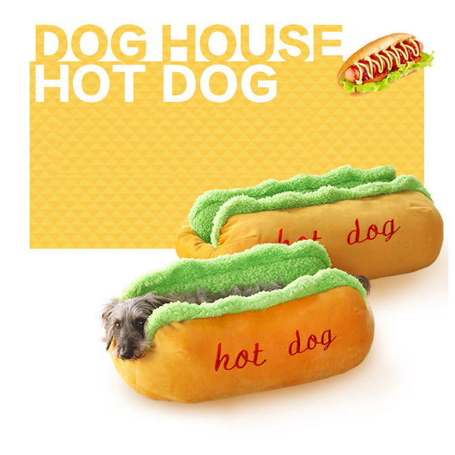 Nuopets Hot Dog Bed Dog Kennel Mat Warm Soft Bed