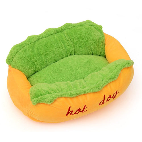 Nuopets Hot Dog Bed Dog Kennel Mat Warm Soft Bed YELLOW