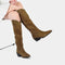 Bota de Suede de Vaca Feminina Altas até o Joelho para Outono e Inverno