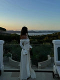 Elegant Curvy White Long Sleeve Dress Women's Sexy V Neck Lace Backless Maxi Dresses Winter Autumn Evening Female Clothing 2026