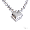 Yhpup High Quality Beads Chain Metal Heart Star Round Ball Necklace Pendant Waterproof Texture Smooth Stainless Steel Jewelry YH5266A Platinum