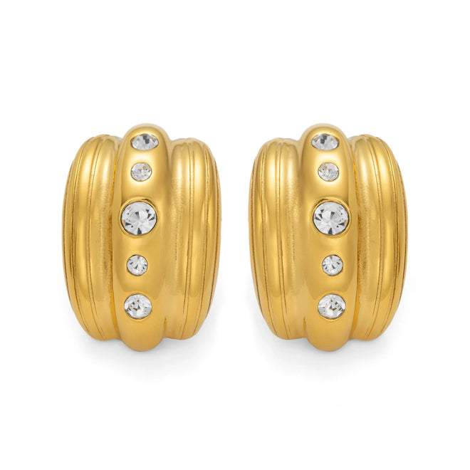 Argola C com Zircônia Branca e Banho Ouro 18K