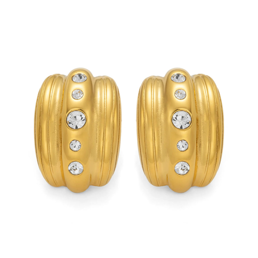 Argola C com Zircônia Branca e Banho Ouro 18K