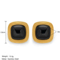 Conjunto de Brinco e Colar com Pedra Preta e Banho Ouro 18K