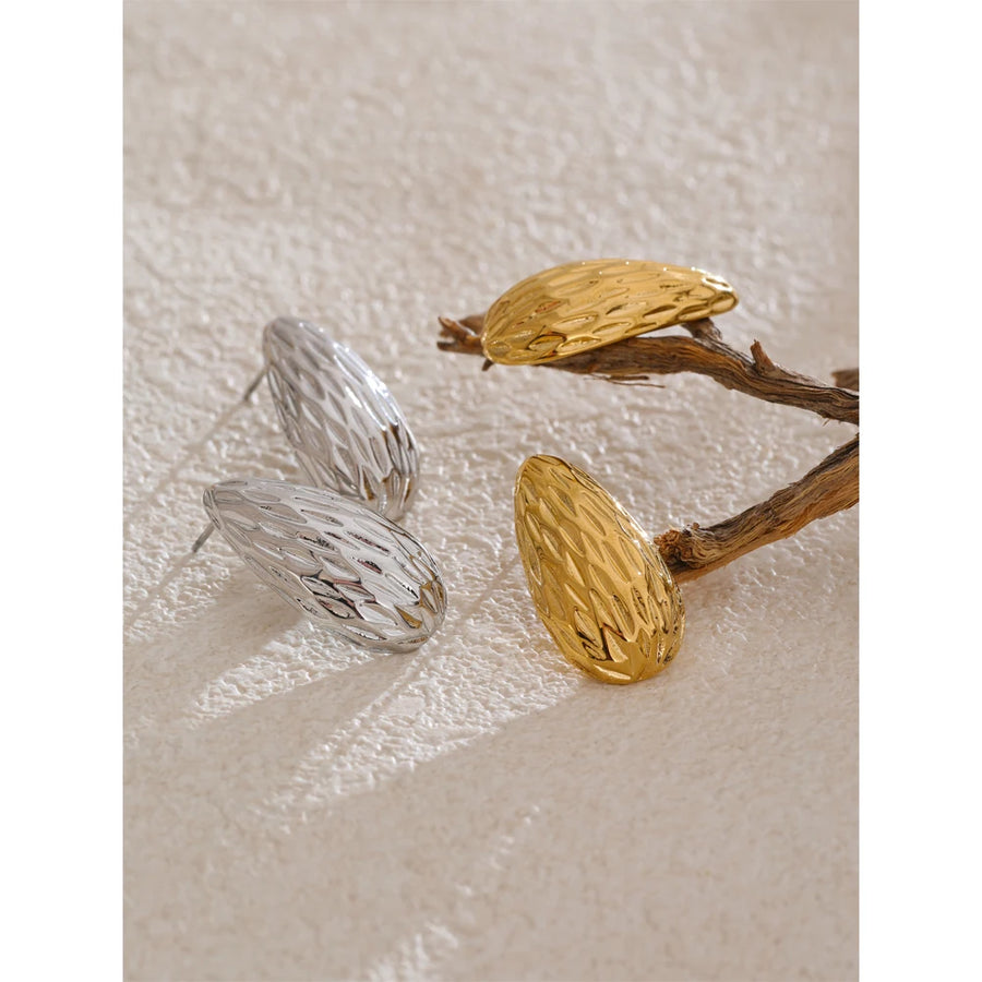 Yhpup Stainless Steel Vintage Striped Geometric Stud Earrings for Women Minimalist Daily Wear Statement Jewelry Wholesale