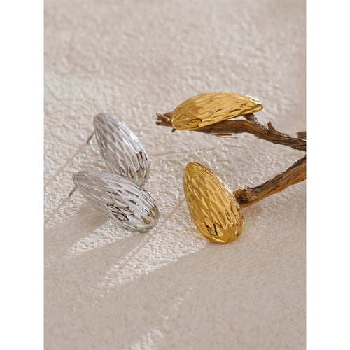 Yhpup Stainless Steel Vintage Striped Geometric Stud Earrings for Women Minimalist Daily Wear Statement Jewelry Wholesale