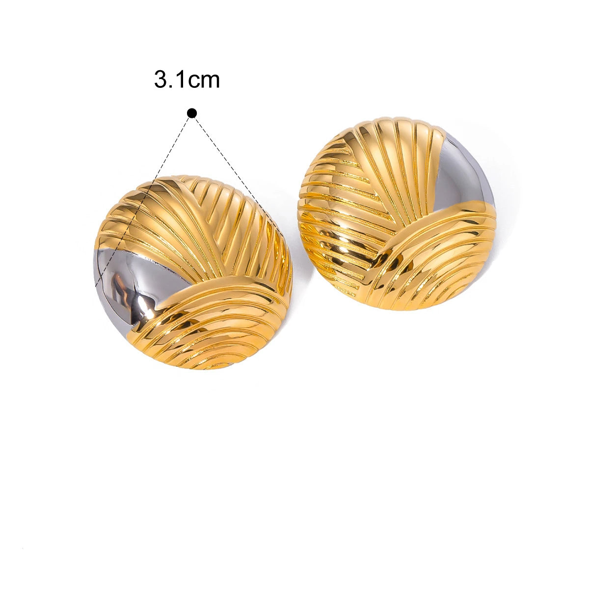 Brinco de Pino Redondo Texturizado com Banho Ouro 18K