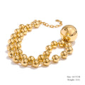 Yhpup High Quality Beads Chain Metal Heart Star Round Ball Necklace Pendant Waterproof Texture Smooth Stainless Steel Jewelry YH5274A Gold