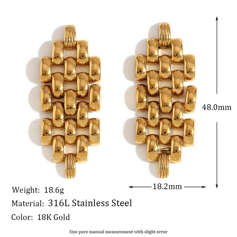 Brinco Pendente Geométrico com Banho Ouro 18K