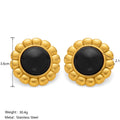 Conjunto de Brinco e Colar com Pedra Preta e Banho Ouro 18K