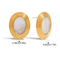Brinco Oval com Esmalte Preto Marcante e Banho Ouro 18K
