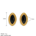 Conjunto de Brinco e Colar com Pedra Preta e Banho Ouro 18K