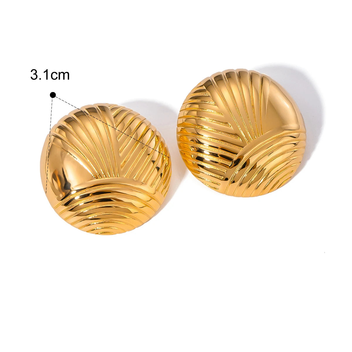 Brinco de Pino Redondo Texturizado com Banho Ouro 18K