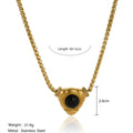 Conjunto de Brinco e Colar com Pedra Preta e Banho Ouro 18K