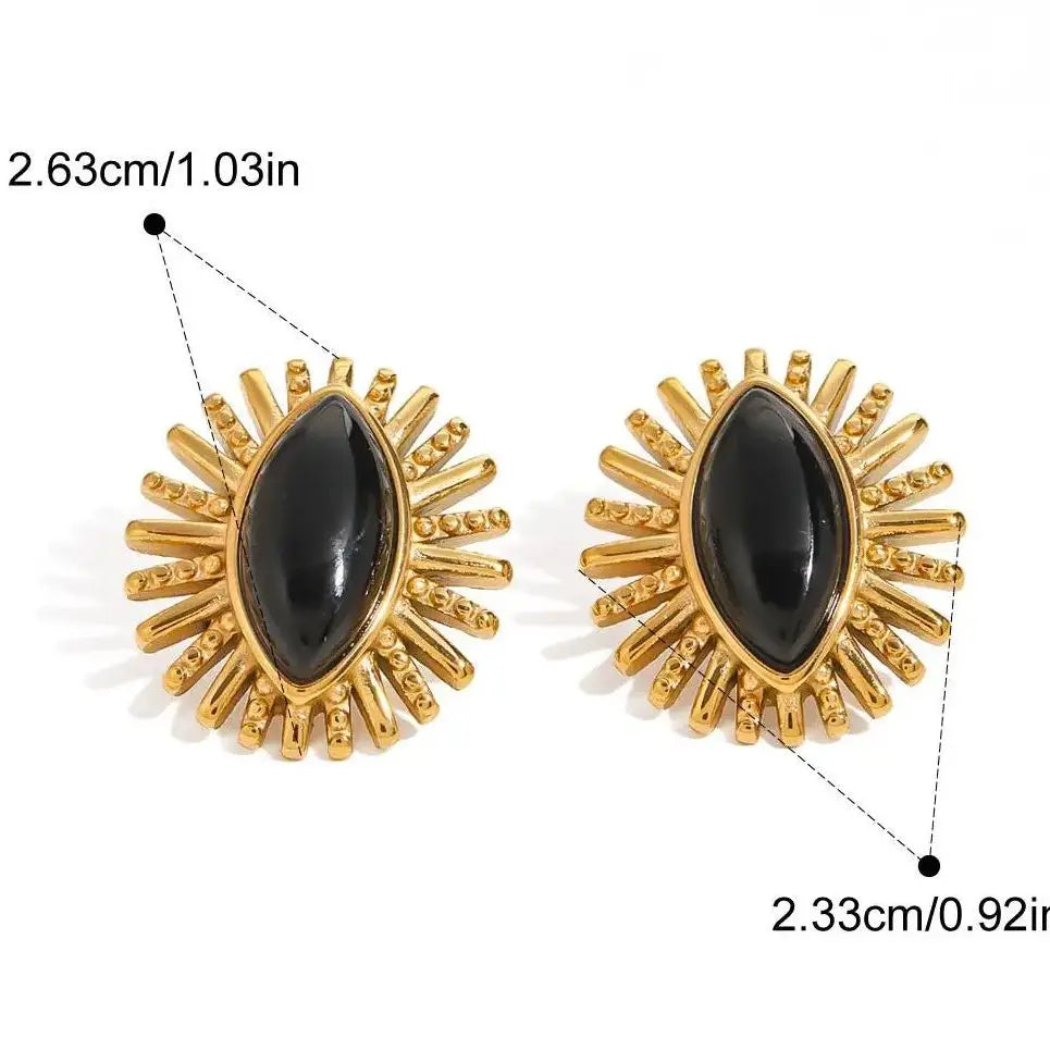Brinco de Pino com Pedra Natural e Banho Ouro 18K