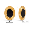Brinco Oval com Esmalte Preto Marcante e Banho Ouro 18K
