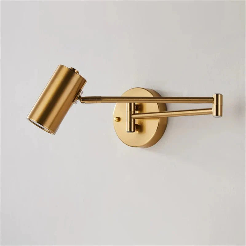 Arandela Articulada de Parede em Metal com LED Dourado