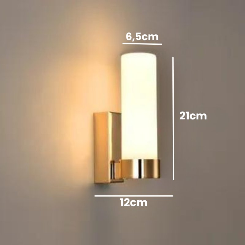 Arandela Moderna Cilíndrica em Vidro e Metal Modelo 01