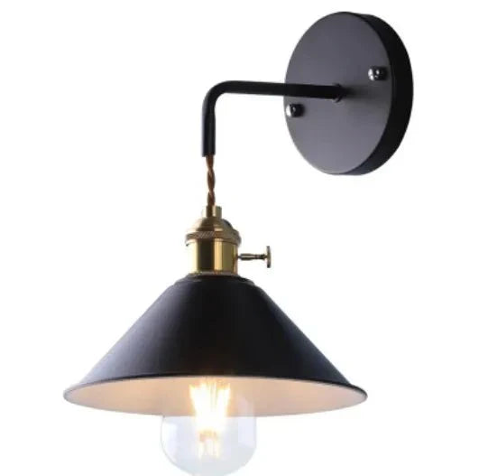 Arandela de Parede Industrial Estilo Macarrons com Lâmpada Preto