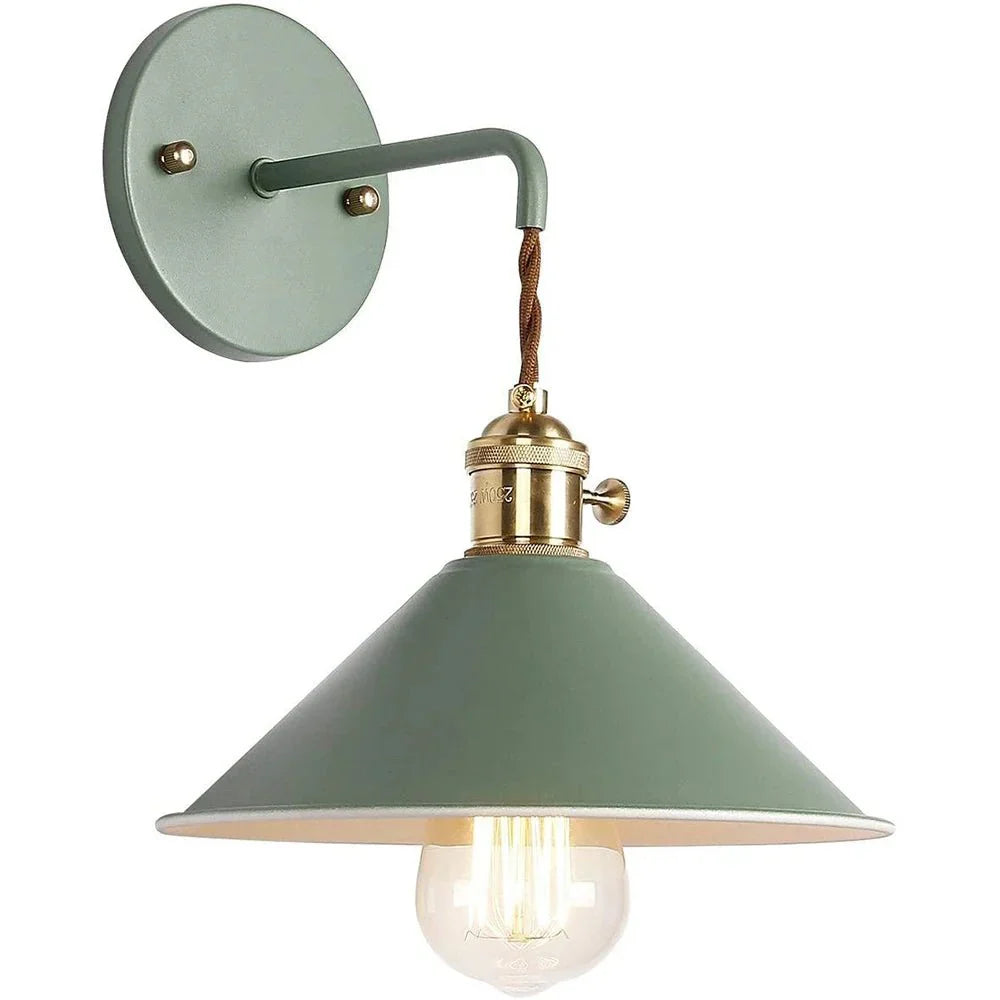 Arandela de Parede Industrial Estilo Macarrons com Lâmpada Verde