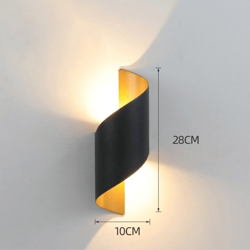 Arandela de Parede LED Espiral Externa Preto e Dourado