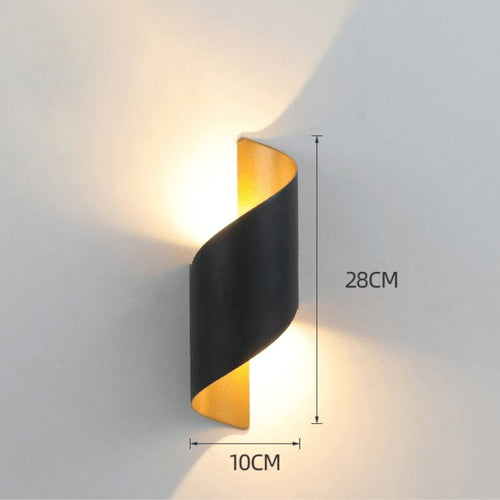 Arandela de Parede LED Espiral Externa Preto e Dourado