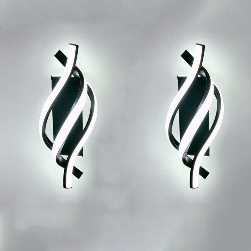 Arandela de Parede Moderna em Led - Espiral by Casas Gael Preta 2 Peça