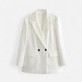 Blazer Feminino Vintage de Dois Botões - Estilo Clássico Branco