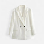 Blazer Feminino Vintage de Dois Botões - Estilo Clássico Branco