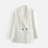 Blazer Feminino Vintage de Dois Botões - Estilo Clássico Branco