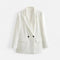 Blazer Feminino Vintage de Dois Botões - Estilo Clássico Branco