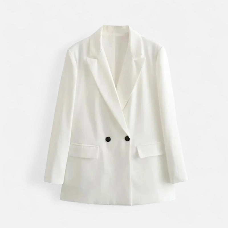Blazer Feminino Vintage de Dois Botões - Estilo Clássico Branco