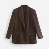 Blazer Feminino Vintage de Dois Botões - Estilo Clássico Café