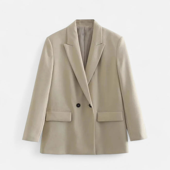 Blazer Feminino Vintage de Dois Botões - Estilo Clássico Caqui