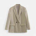 Blazer Feminino Vintage de Dois Botões - Estilo Clássico Caqui