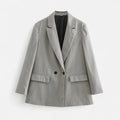 Blazer Feminino Vintage de Dois Botões - Estilo Clássico Cinza