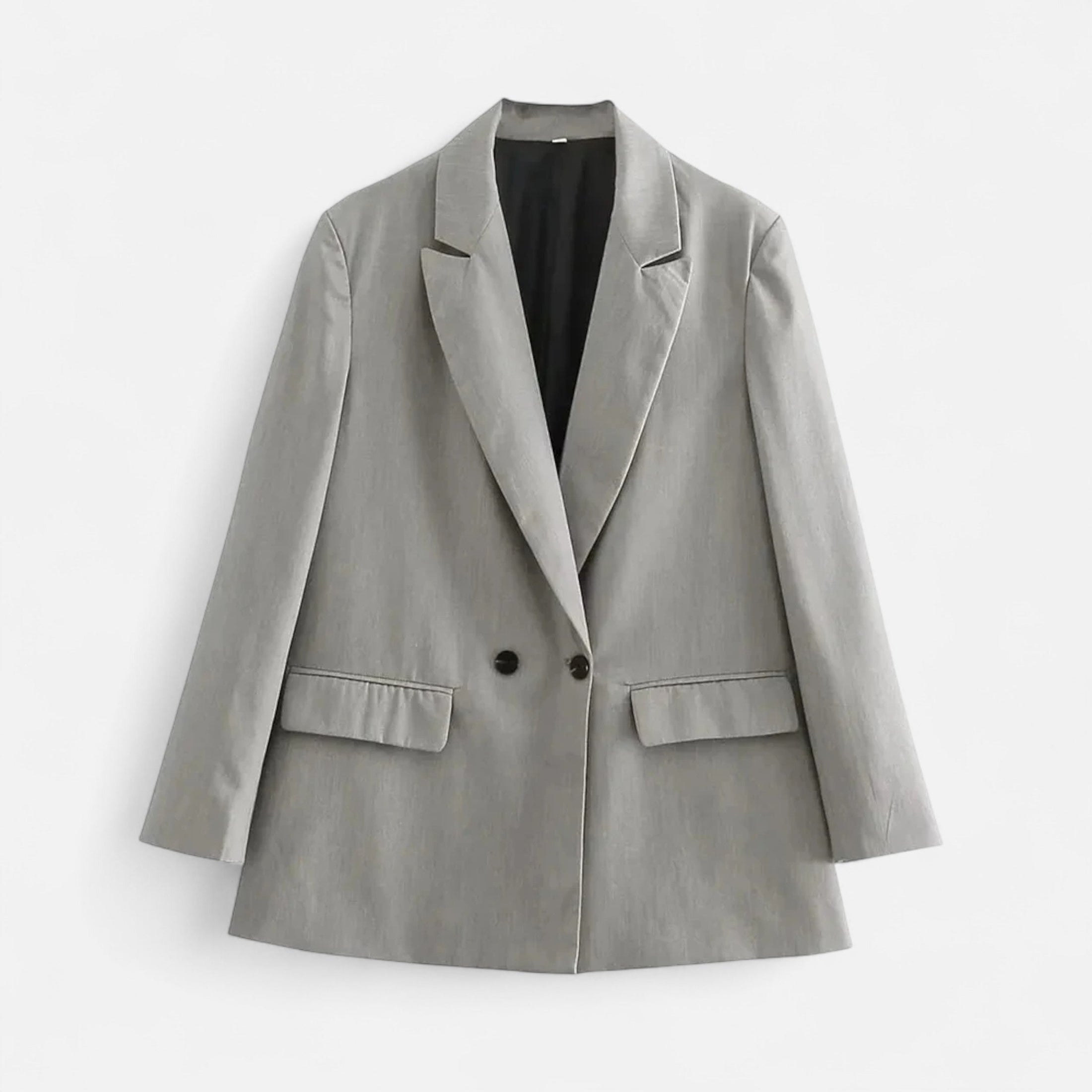 Blazer Feminino Vintage de Dois Botões - Estilo Clássico Cinza