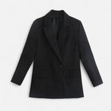Blazer Feminino Vintage de Dois Botões - Estilo Clássico Preto