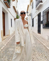 Blazer feminino branco listrado | Faetton &Co.