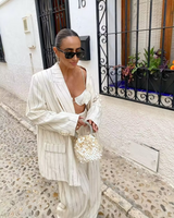 Blazer feminino branco listrado | Faetton &Co.