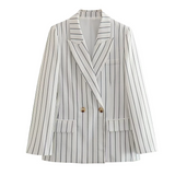 Blazer feminino branco listrado | Faetton &Co.