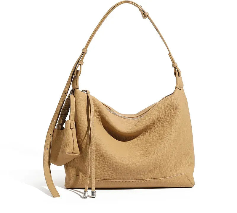 Bolsa Bucket Feminina de Couro Legítimo Vintage para Uso Diário brown 32 9 25