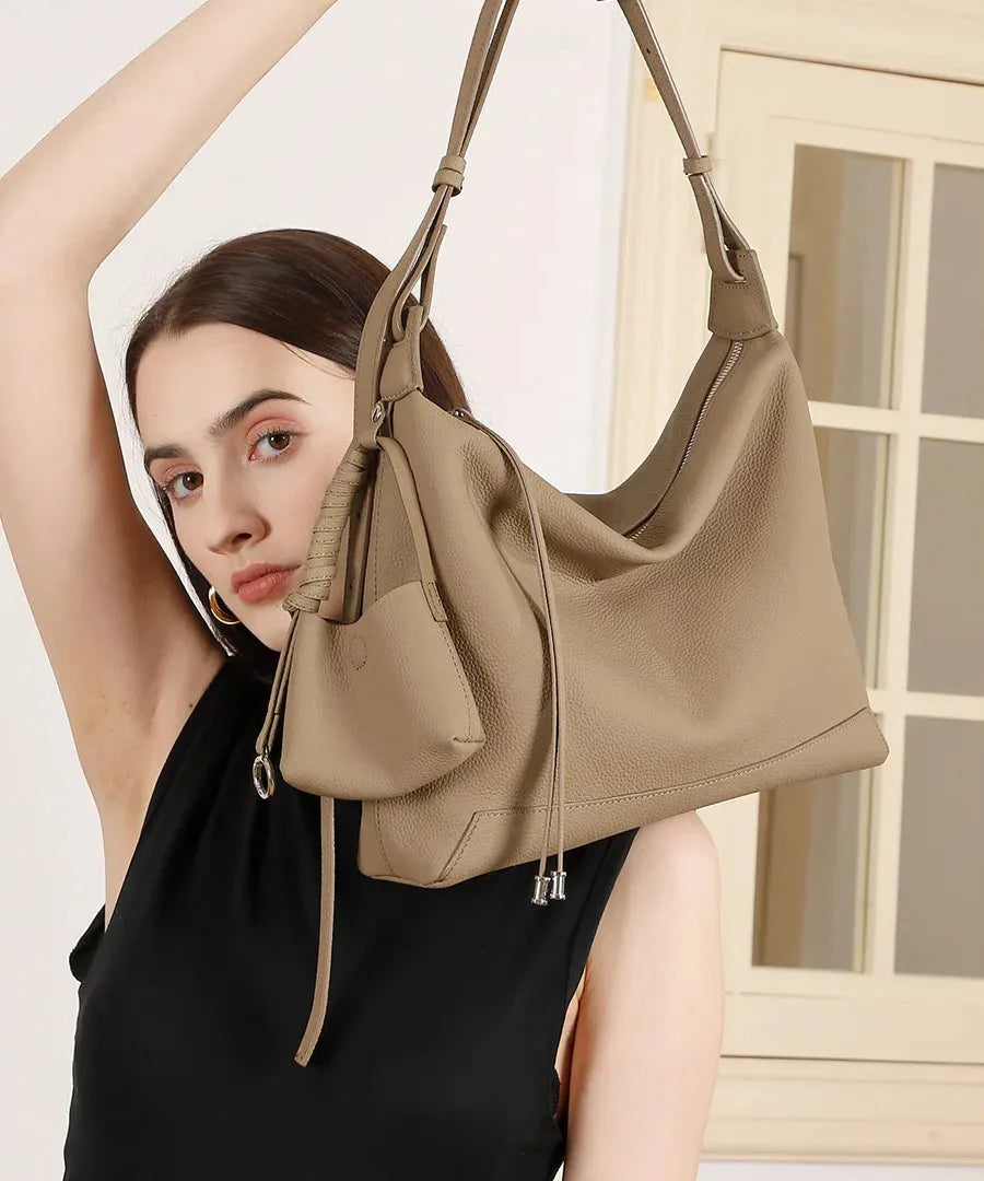 Bolsa Bucket Feminina de Couro Legítimo Vintage para Uso Diário