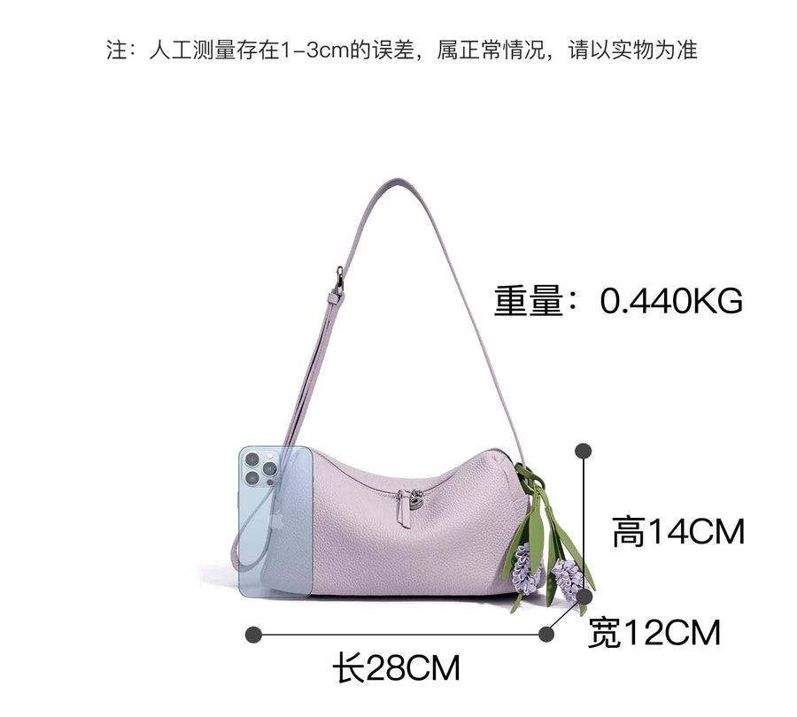 Bolsa de Couro Legítimo Feminina Grande Ombro Vintage Luxo Espaçosa