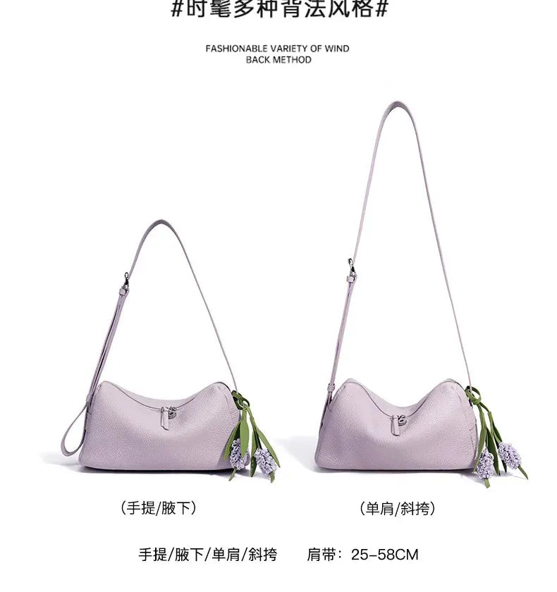 Bolsa de Couro Legítimo Feminina Grande Ombro Vintage Luxo Espaçosa