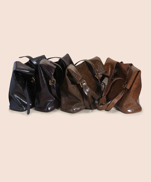 Bolsa de Ombro Feminina de Couro Macio Grande Capacidade Estilo Vintage