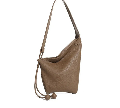 Bolsa de couro legítimo feminina estilo bucket para uso diário e eventos