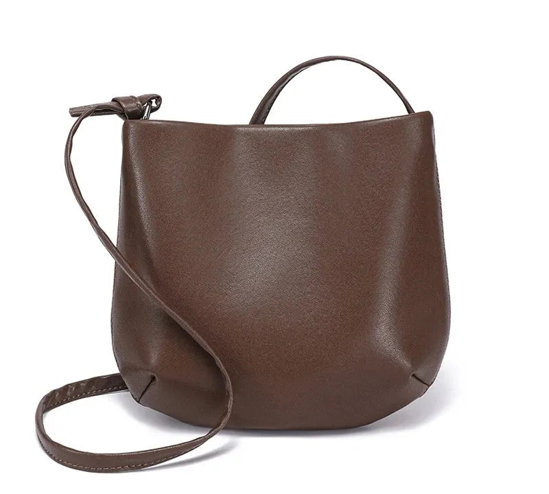 Bolsa feminina de couro legítimo com design vintage e formato shell