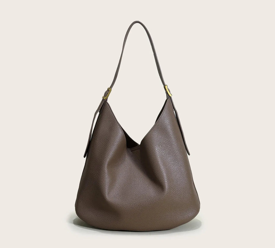 Bolsa feminina de couro legítimo estilo vintage formato bucket grande capacidade elephant gray 37 11 27